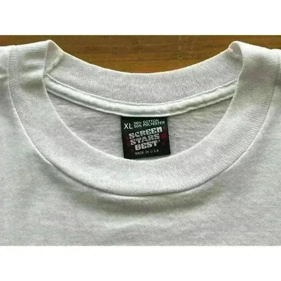 Vintage 1989 White Las Vegas Beach Life Palm Trees Graphic Single Stitch USA XL - Picture 6 of 11